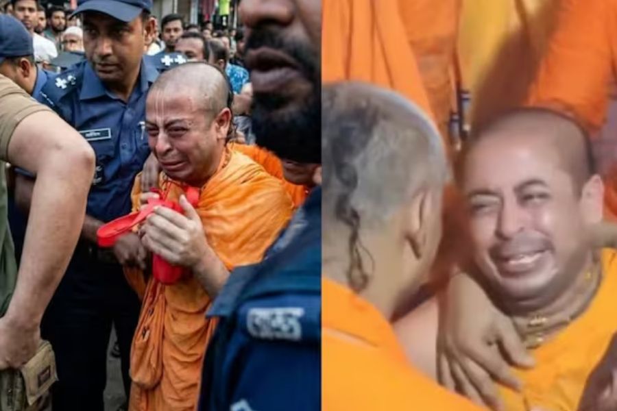 মায়ের শেষকৃত্যে কাঁদলেন চিন্ময় কৃষ্ণ দাস, জেল থেকে মাত্র ৫ ঘণ্টার প্যারোল! শেষ দেখাও হয়নি মাকে